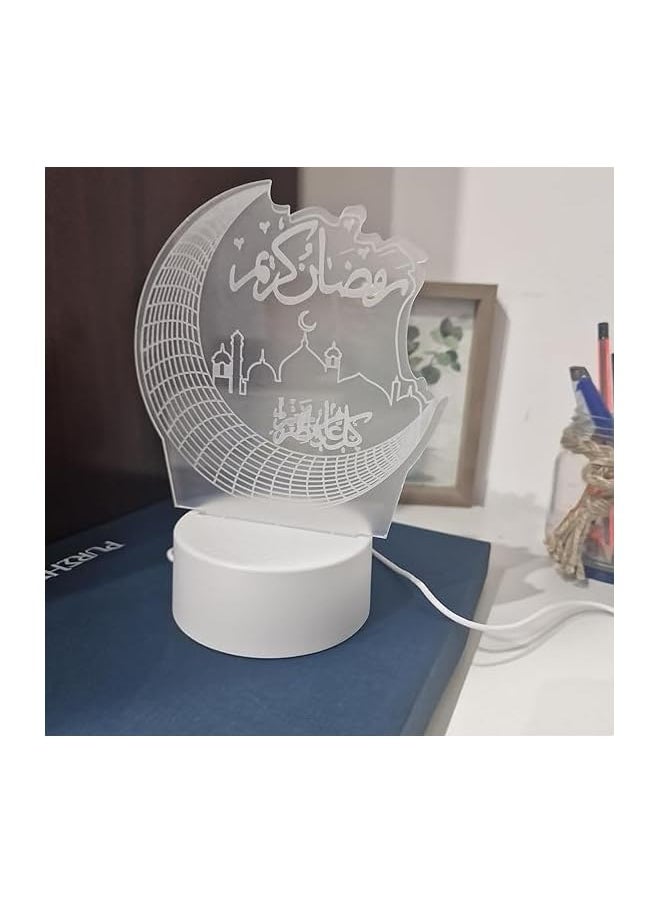 The Bros Ramadan Kareem Crescent Stand, a versatile decor piece perfect for any room. Battery-operated, it's ideal for Ramadan, Eid & house warmings. Spread joy with its warm glow & timeless design.  - Image 3