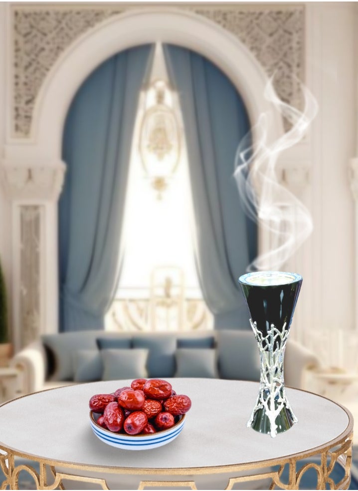بخور بوسيدين مبخرة عود عربية بتصميم أنيق لعطر المنزل والمكتب - قطعة واحدة باللون الأسود  - Image 3