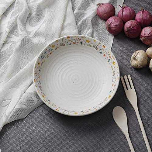 Miah Decor MD-264 Handcrafted Spring Collection- Stoneware Shallow Serving Bowl (9.5" Dia) - Image 1
