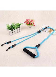 Kuber Industries Double Coupler Dog Leash|Double Dog Leash|Premium Pp Fabric|Durable Metal Hooks|360? Swivel, No Tangle Design|Pdmgl-030-145| Soft Padded Handle For Comfortable Grip |Blue  - Image 1