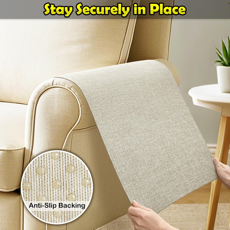 LovoGemy Couch Arm Covers, Waterproof Armrest Cover for Sofa, Armchair, Loveseat, Non-Slip Recliner Arm Cover, Sofa Arm Covers, Headrest Covers, Arm Chair Covers Set of 2 (Beige, 24"Ã—20") - Image 5