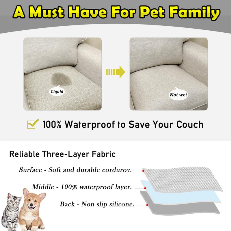 LovoGemy Couch Arm Covers, Waterproof Armrest Cover for Sofa, Armchair, Loveseat, Non-Slip Recliner Arm Cover, Sofa Arm Covers, Headrest Covers, Arm Chair Covers Set of 2 (Beige, 24"Ã—20") - Image 3
