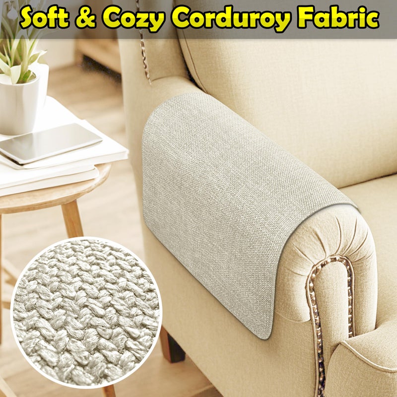 LovoGemy Couch Arm Covers, Waterproof Armrest Cover for Sofa, Armchair, Loveseat, Non-Slip Recliner Arm Cover, Sofa Arm Covers, Headrest Covers, Arm Chair Covers Set of 2 (Beige, 24"Ã—20") - Image 4