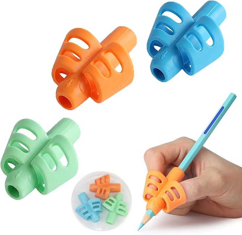 AIMERS AIMERS Pencil Grips for Kids Handwriting Aid Posture Correction Tool for Toddlers Children Special Needs Pencil Holder Training Grip for Better Writing Ergonomic Pencil Gripper for Kids Pack 3 
