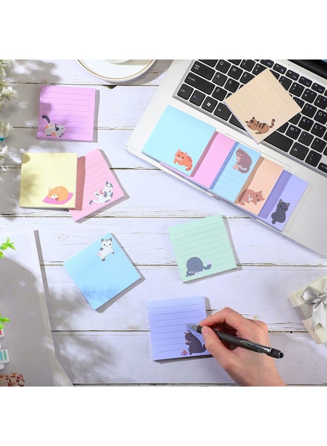 Handepo 12 Pack Cat Sticky Notes Small to Do List Notepad Funny Cute Kitty Cat Theme Memo Pads for Office School, 600 Sheets in Total(Light Colors,Cute Cat) - Image 5