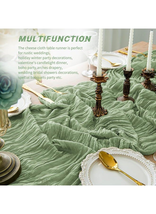 Beautane 10 Pack Sage Green Cheesecloth Table Runner 17x108 Inch Boho Gauze Cheese Cloth Table Runners for Wedding Party Baby Shower Birthday Home Decor - Image 5