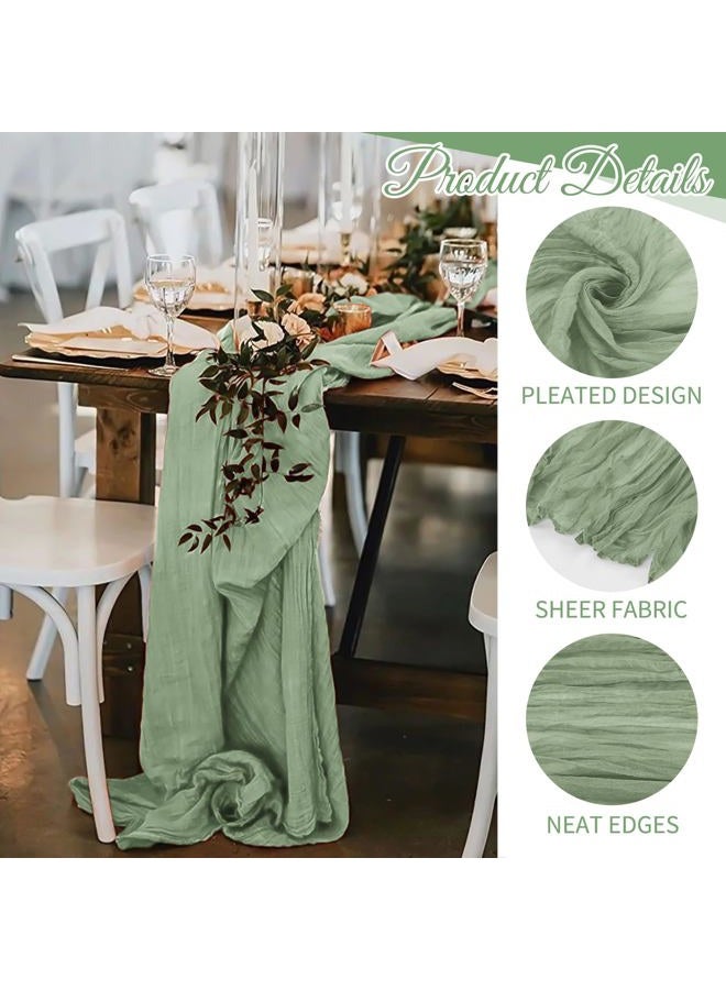 Beautane 10 Pack Sage Green Cheesecloth Table Runner 17x108 Inch Boho Gauze Cheese Cloth Table Runners for Wedding Party Baby Shower Birthday Home Decor - Image 3