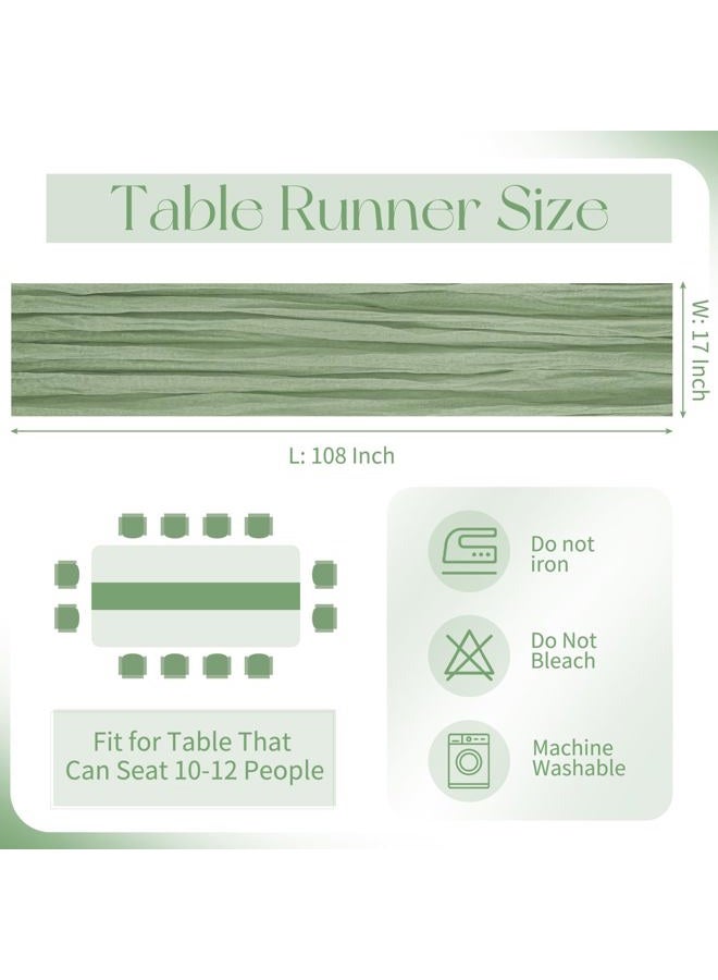 Beautane 10 Pack Sage Green Cheesecloth Table Runner 17x108 Inch Boho Gauze Cheese Cloth Table Runners for Wedding Party Baby Shower Birthday Home Decor - Image 2