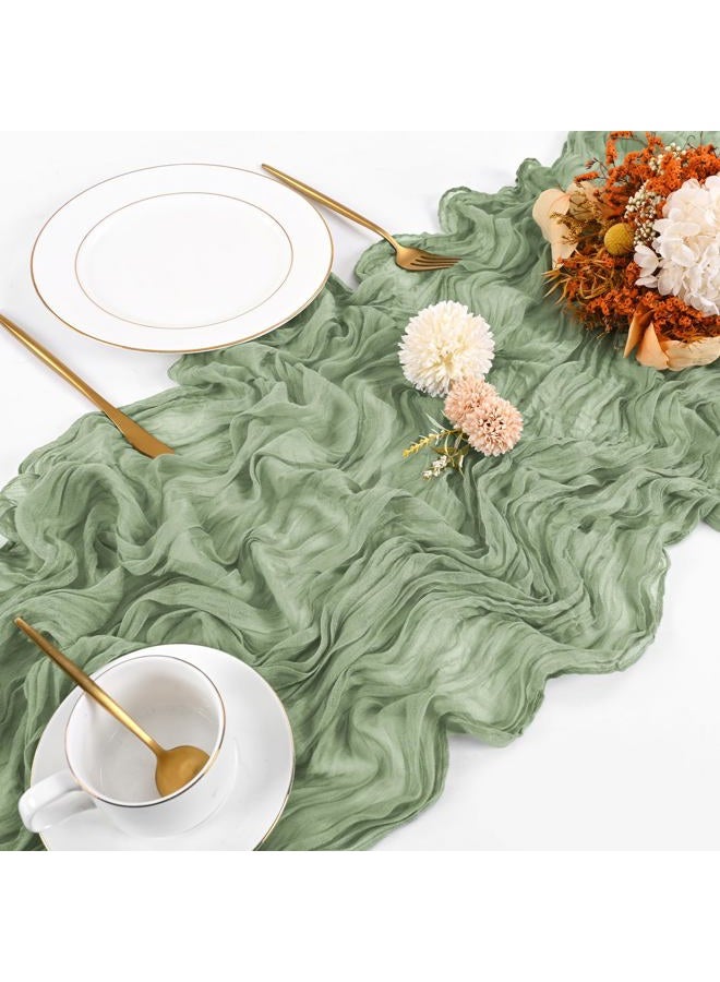 Beautane 10 Pack Sage Green Cheesecloth Table Runner 17x108 Inch Boho Gauze Cheese Cloth Table Runners for Wedding Party Baby Shower Birthday Home Decor - Image 4