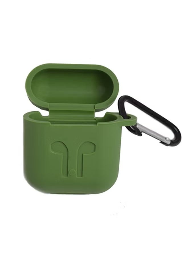 Home Clearance Sale AirPods Case Cover, Full Protective Silicone Skin Dust-Proof Designed for Apple AirPods Generation with Keychain, Front LED Visible, Olive Green  - Image 5