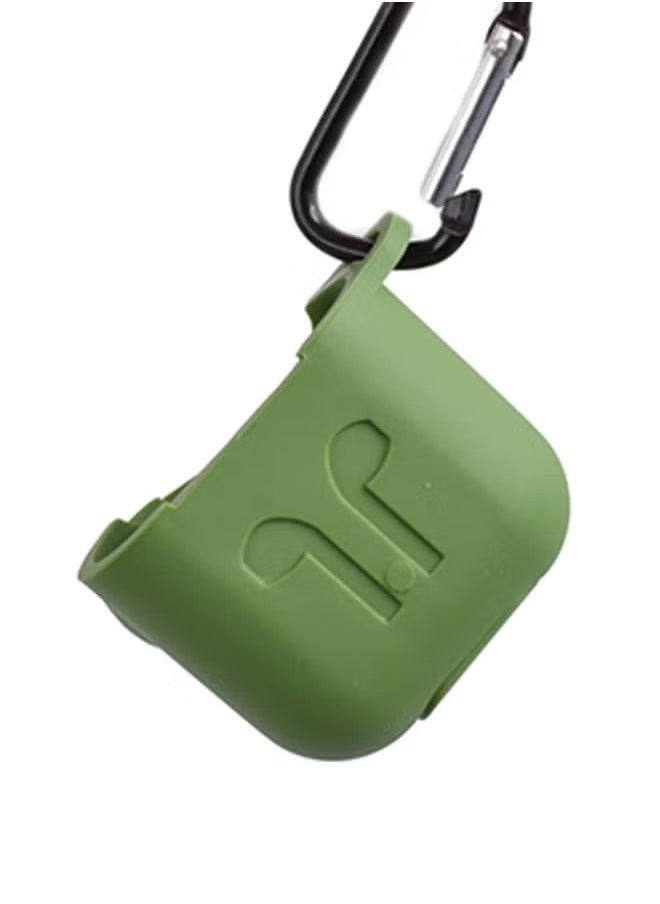 Home Clearance Sale AirPods Case Cover, Full Protective Silicone Skin Dust-Proof Designed for Apple AirPods Generation with Keychain, Front LED Visible, Olive Green  - Image 4