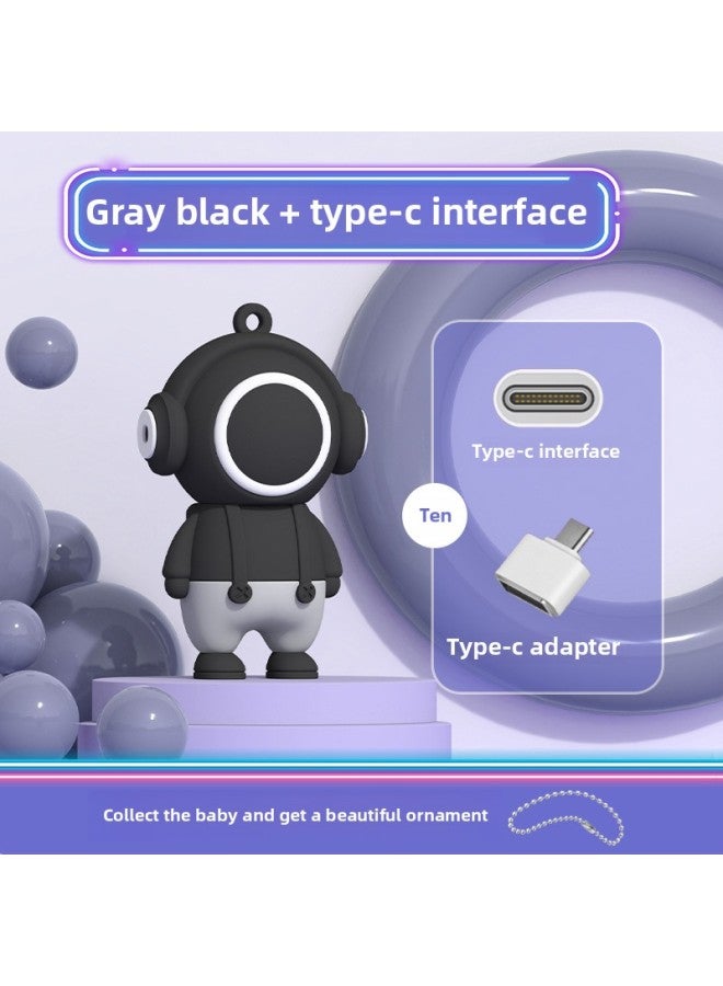 Creative Music Computer Phone Dual-use Usb Flash Drive Corporate Cultural Activities Promotional Gifts Usb Stick Souvenir-Color:Gray Black Type-c Adapter PE Bag-Capacity:32GB 2.0  - Image 1