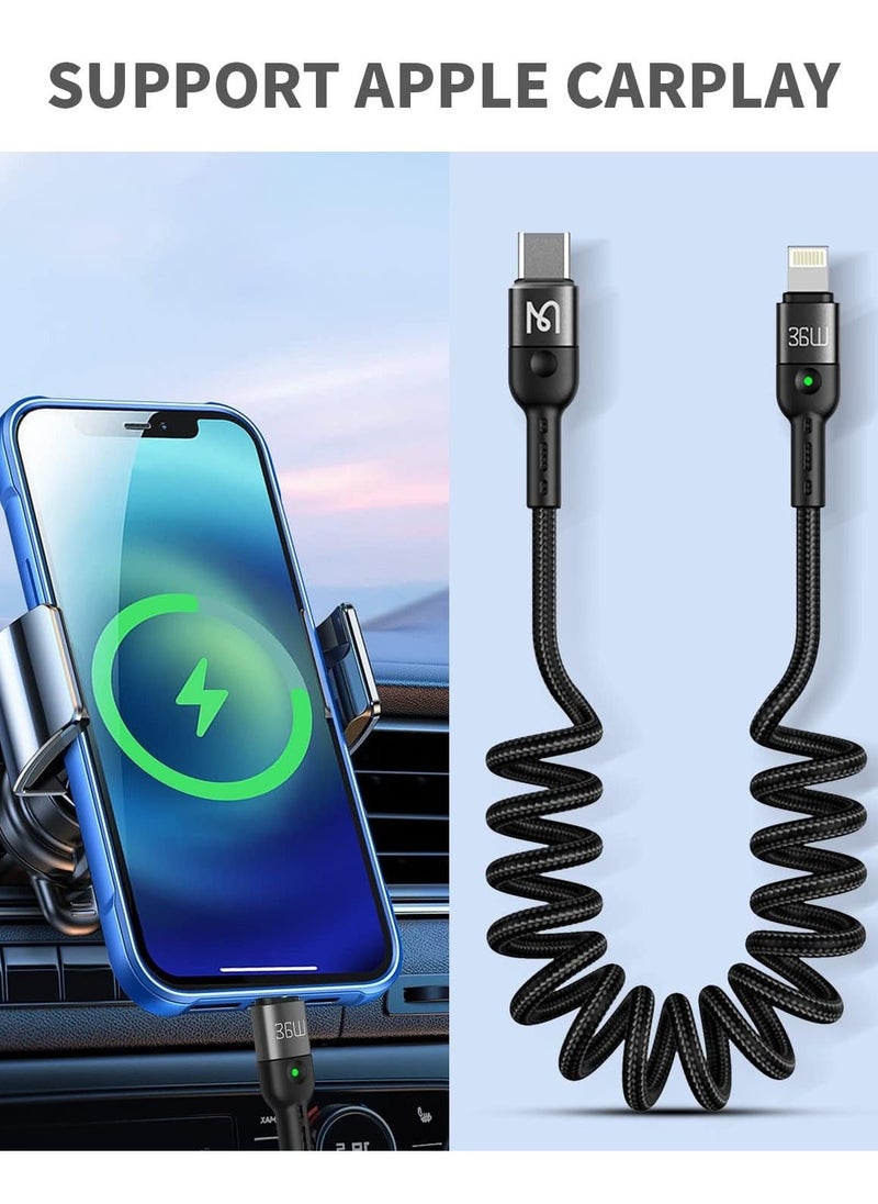 ELTRAZONE - USB-C to Lightning Cable (6ft, 36W) – Scalable Spring PD Type-C Charging Cable for iPhone and AirPods Pro - Image 1