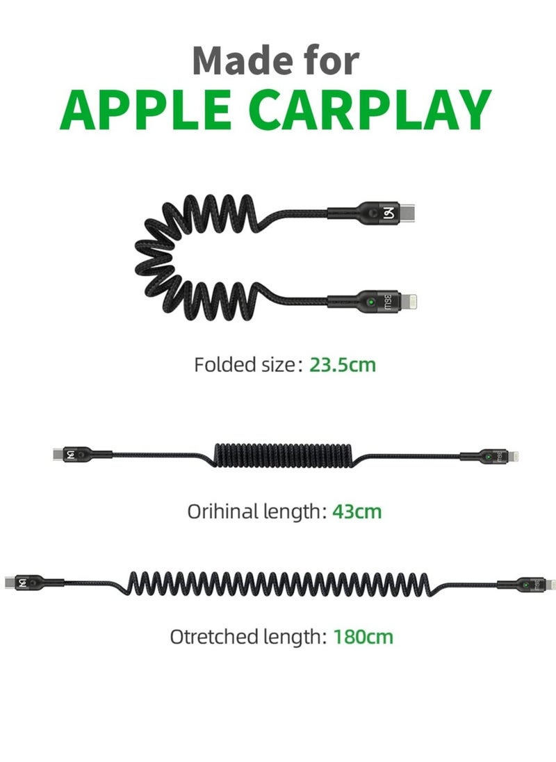 ELTRAZONE - USB-C to Lightning Cable (6ft, 36W) – Scalable Spring PD Type-C Charging Cable for iPhone and AirPods Pro - Image 1