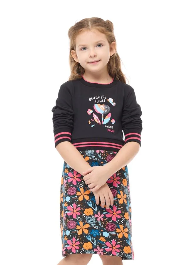 فكتور اند جين فستان كاجوال بطبعة زهور ومزين بالترتر