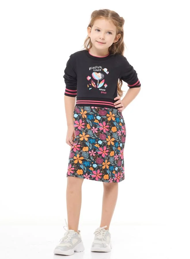 فكتور اند جين فستان كاجوال بطبعة زهور ومزين بالترتر