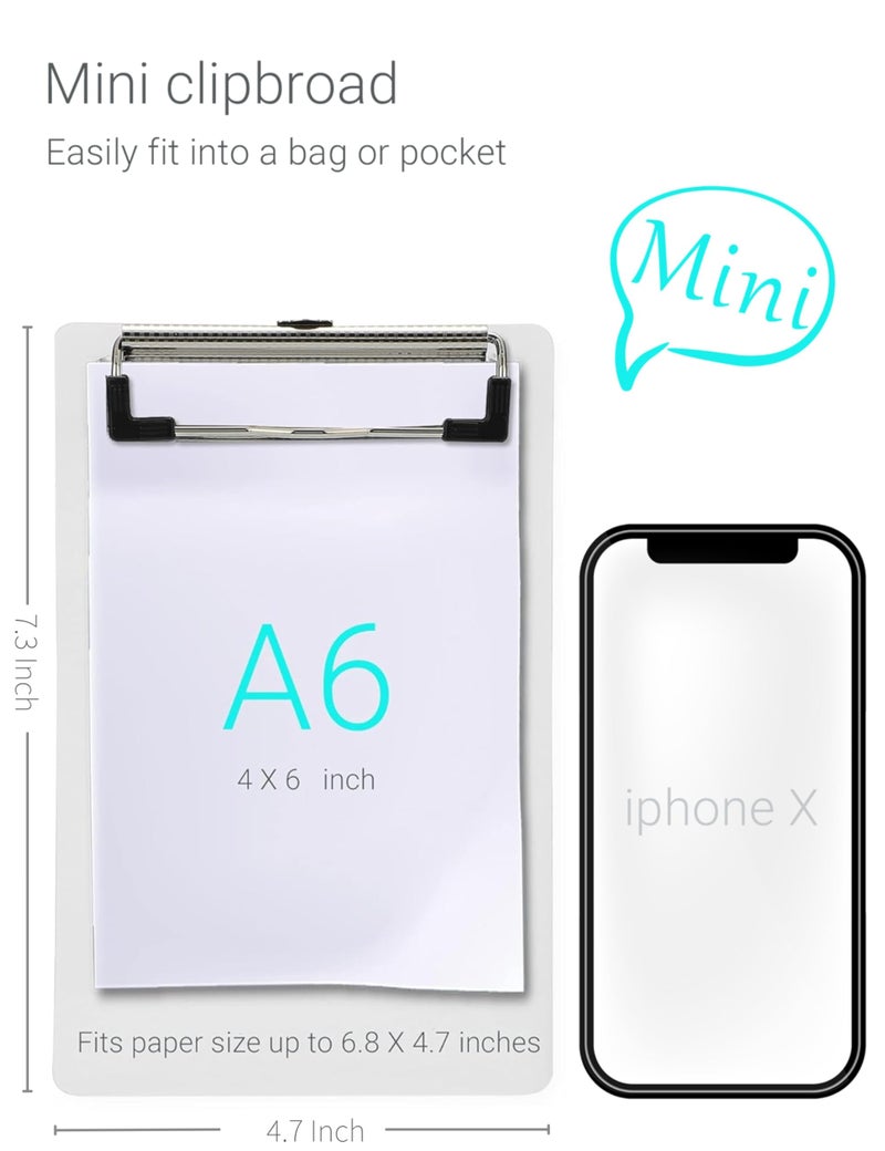 Mymazn Small Clipboard Mini Clipboard 4.7''x 7.3'' Clip Board Memo Size Clipboard Cute Tiny for Writing Notepads (10 Pack) - Image 2