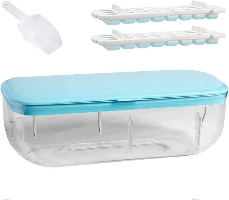MVM Enterprise Ice Cube Tray Single Layer BPA Free Ice Cube Tray Set with Lid Storage Bin Silicone 24 Grid Ice Cube Tray for Cocktails Whisky Chocolate Tea Coffee Home Use Ice Cube Tray Set 1 pcs - Image 1
