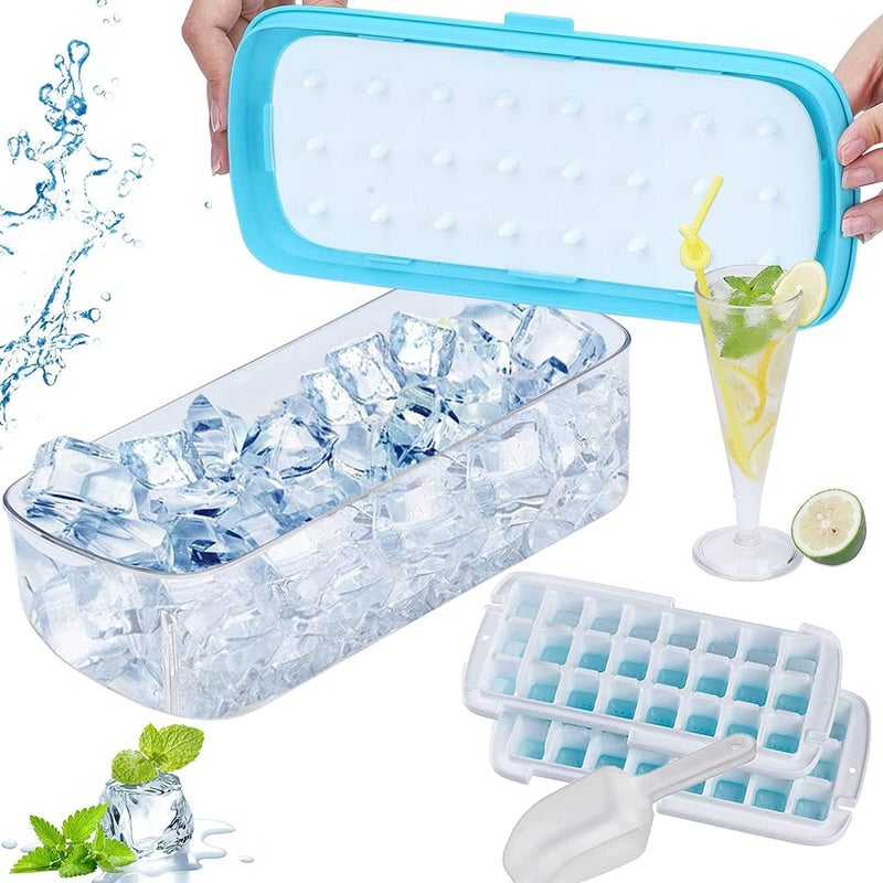 MVM Enterprise Ice Cube Tray Single Layer BPA Free Ice Cube Tray Set with Lid Storage Bin Silicone 24 Grid Ice Cube Tray for Cocktails Whisky Chocolate Tea Coffee Home Use Ice Cube Tray Set 1 pcs - Image 2