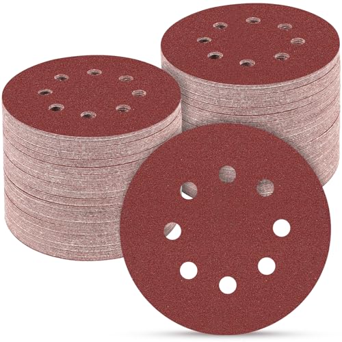 POTUINOM 165 PCS 5 Inch Sanding Discs,Round Hook and Loop Sandpaper for Random Orbital Sander 40 60 80 120 150 240 320 400 600 Grit - Image 1