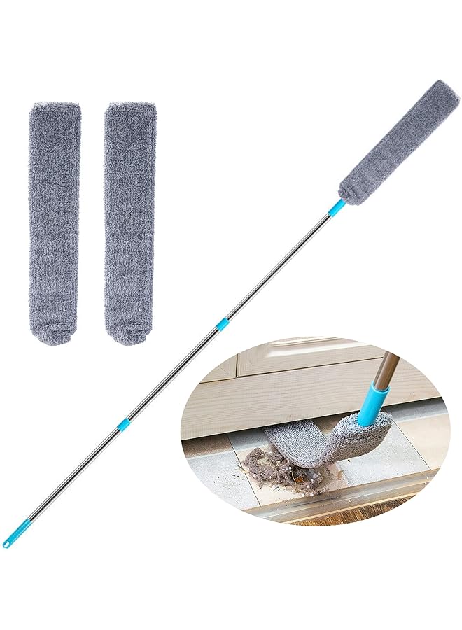 erorex Under Appliance Microfiber Duster Dust Cleaning Brush with Extendable Pole (31.5''-47.6'') Retractable Gap Dust Cleaner Bendable Removable Washable Gap Duster for Sofa Bed Furniture Bottom - Image 1