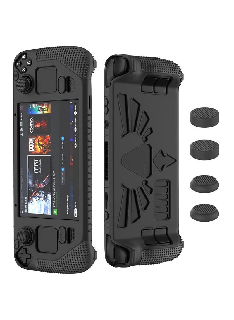 2023 Steam Deck Standing Protective Case Thickening Silicone Accessories Protector Soft Cover Skin Shell with 2 Pairs Thumb Grips Full Protection Kit to Anti-Slip for Valve Stream Deck - Image 1
