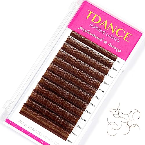 TDANCE Colorful lashes extension D Curl 007mm Thickness Semi Permanent Individual Eyelash Extensions Silk Volume Lashes Professional Salon Use Mixed 815mm Length In One Tray BrownD007815mm