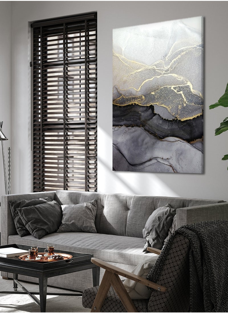 LOWHA - Canvas Wall Art Stretched Over Wooden Frame with Abstract Oil Painting Painting - Image 1