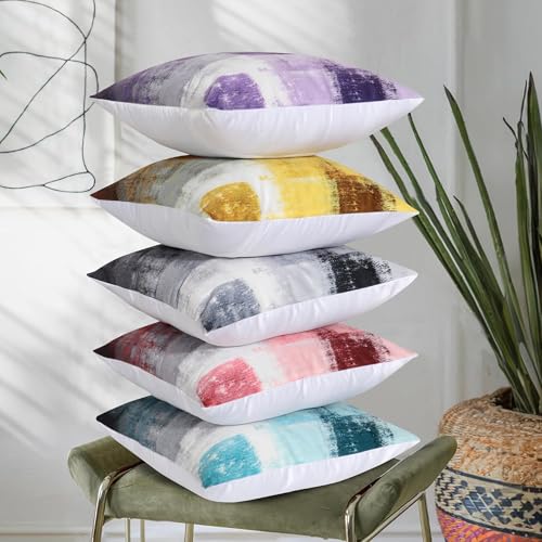 RD TREND® Velvet Satin Cushion Covers 16 Inch x 16 Inch |Art Decorative Throw Pillows for Sofa, Couch, Living Room, Home Décor Cushion Cover Set of 5 (Multi-1) - Image 2