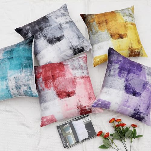 RD TREND® Velvet Satin Cushion Covers 16 Inch x 16 Inch |Art Decorative Throw Pillows for Sofa, Couch, Living Room, Home Décor Cushion Cover Set of 5 (Multi-1) - Image 1
