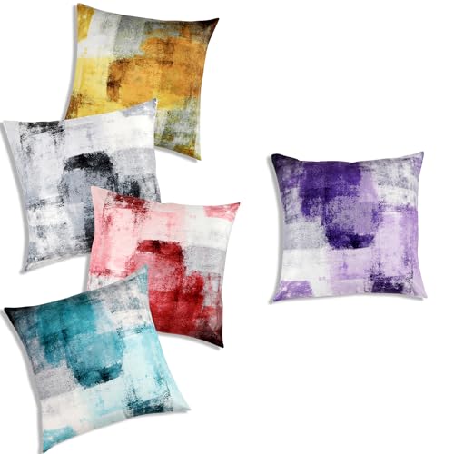 RD TREND® Velvet Satin Cushion Covers 16 Inch x 16 Inch |Art Decorative Throw Pillows for Sofa, Couch, Living Room, Home Décor Cushion Cover Set of 5 (Multi-1) - Image 4