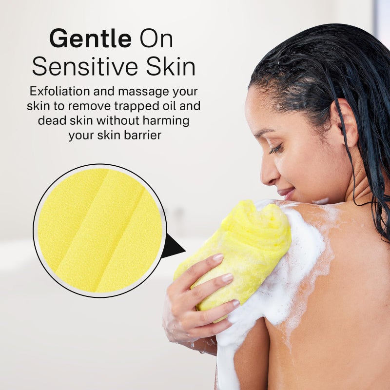 Yiclick Exfoliating Washcloth Towel [3 Pack], Japanese Exfoliating Bath Wash Cloth for Body Exfoliation, Korean Back Scrubber Washer for Shower, African Net Sponge Brush Loofah Exfoliator (Colors) - Image 4