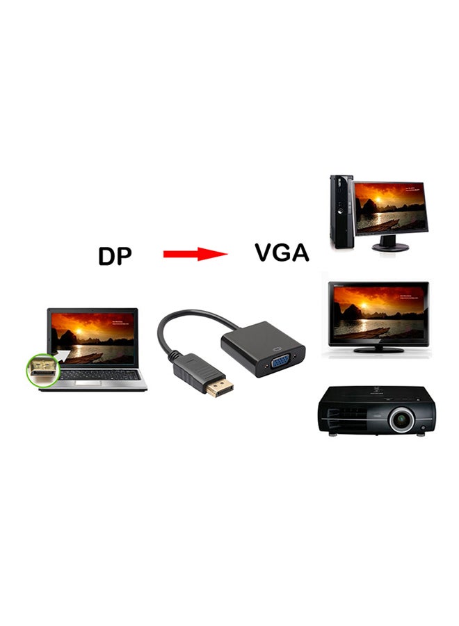 1080P DP Male To VGA Female Video Converter Adapter Cable Black - Image 2