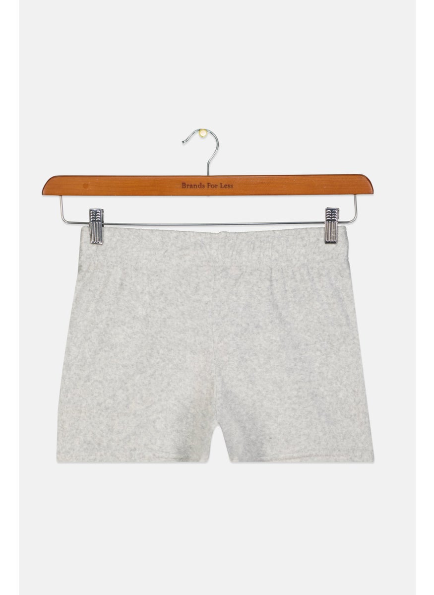 Juicy Couture Kids Girl Brand Logo Basic Shorts, Light Grey  - Image 2