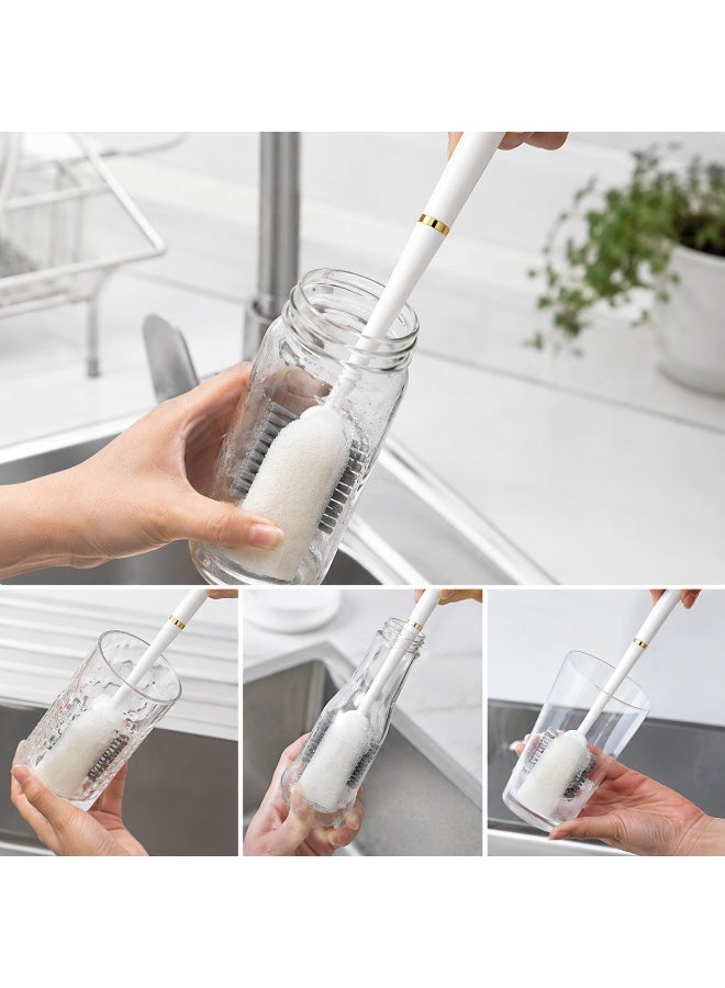 2-in-1 Cup & Bottle Cleaning Brush with Soft Sponge and Stiff Bristles | Long Handle for Jars & Glasses - Image 3
