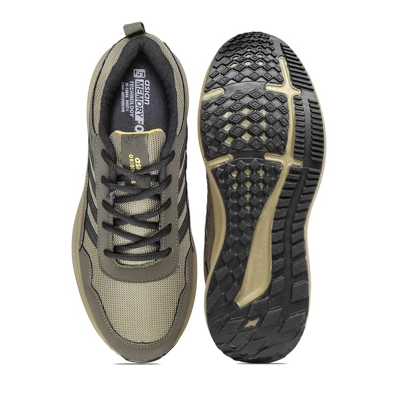 Asian Lightweight Olive Black Running Shoes for Men and Boys
