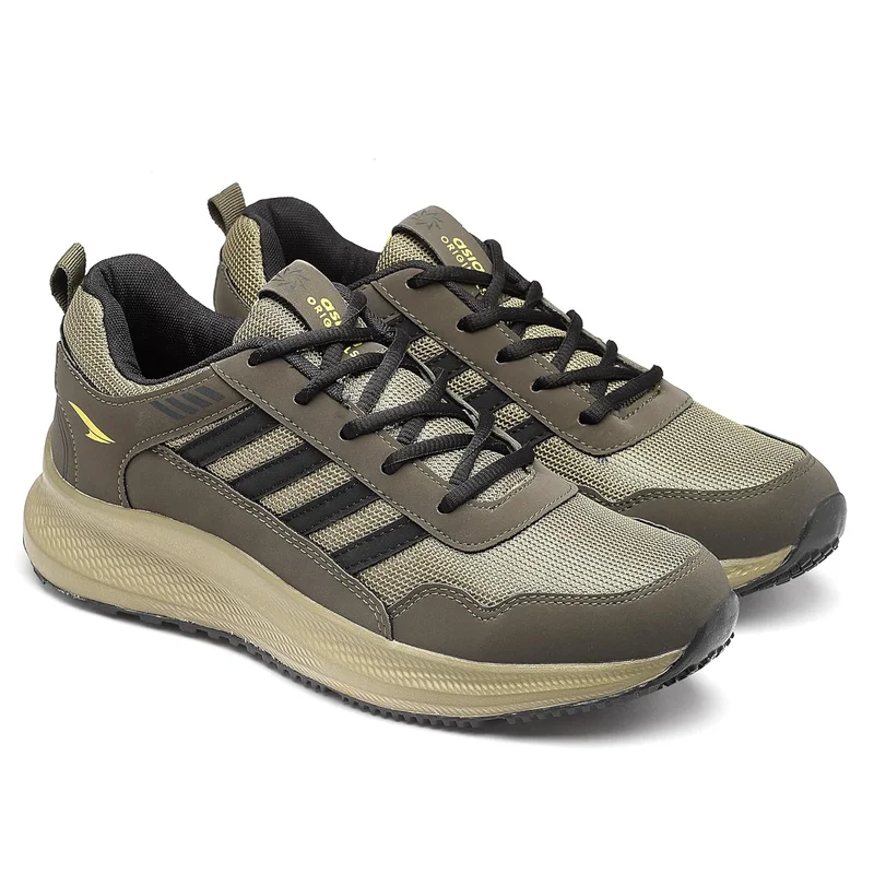Asian Lightweight Olive Black Running Shoes for Men and Boys