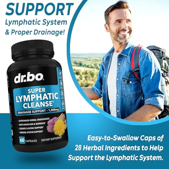 dr.bo Lymphatic Drainage Supplements Pills - Lymphatic Support Total Herbal Cleanse Products Echinacea, Ginger, Dandelion, Red Root & Red Clover Supplement - Lymph Node Detox Cleanse Lymph System Drainage - Image 3