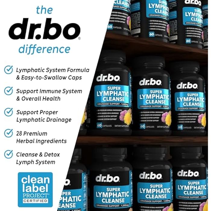 dr.bo Lymphatic Drainage Supplements Pills - Lymphatic Support Total Herbal Cleanse Products Echinacea, Ginger, Dandelion, Red Root & Red Clover Supplement - Lymph Node Detox Cleanse Lymph System Drainage - Image 4