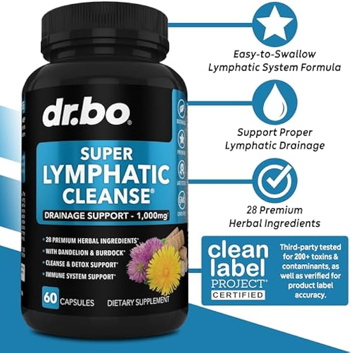 dr.bo Lymphatic Drainage Supplements Pills - Lymphatic Support Total Herbal Cleanse Products Echinacea, Ginger, Dandelion, Red Root & Red Clover Supplement - Lymph Node Detox Cleanse Lymph System Drainage - Image 2