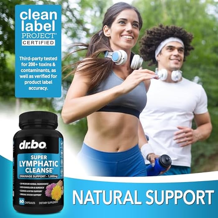 dr.bo Lymphatic Drainage Supplements Pills - Lymphatic Support Total Herbal Cleanse Products Echinacea, Ginger, Dandelion, Red Root & Red Clover Supplement - Lymph Node Detox Cleanse Lymph System Drainage - Image 5