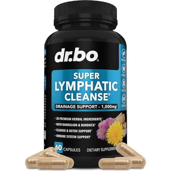 dr.bo Lymphatic Drainage Supplements Pills - Lymphatic Support Total Herbal Cleanse Products Echinacea, Ginger, Dandelion, Red Root & Red Clover Supplement - Lymph Node Detox Cleanse Lymph System Drainage - Image 1