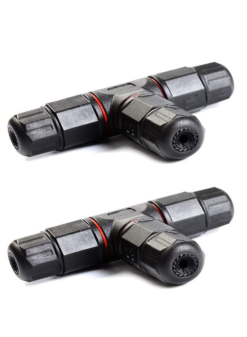 3 Way Junction Box IP68 Waterproof Electrical Junction Box for 5mm-10mm Cable Range (AC 500V, 25A) Black 2 Pack - Image 1