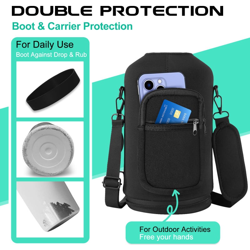 DIGJUPER 128OZ Insulated Water-Bottles with Strap - 1 Gallon Large Water Jug with Straw & Spout Lid, Stainless Steel Water Bottle Leak Proof, Cold-48h Hot-24h Metal Water Flask w/Paracord Handle, Carrier Bag - Image 5