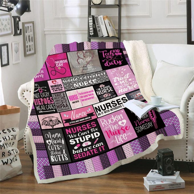 NURSE WEEK THROW BLANKET SOFT FLUFFY SHERPA WARM BLANKET FOR BED OFFICE AND COUCH GIFT FOR WOMEN SCHOOL NURSES