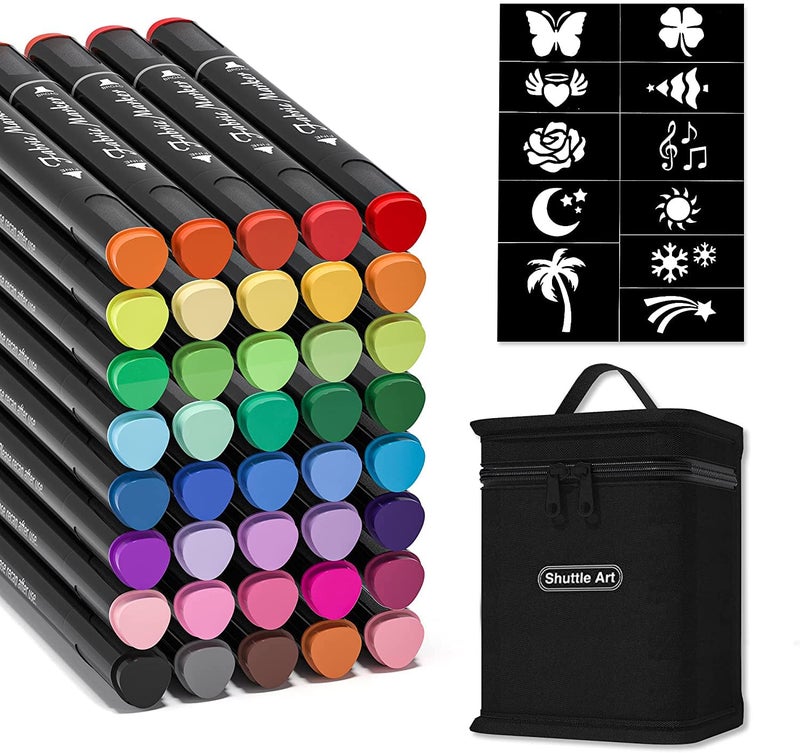 Shuttle Art Fabric Markers Pens, 40 Colors Dual Tip Fabric Markers Permanent No Bleed Pens for T-Shirts Sneakers, Non-Toxic & Child Safe Permanent Pens for Kids Adult Painting Writing - Image 1