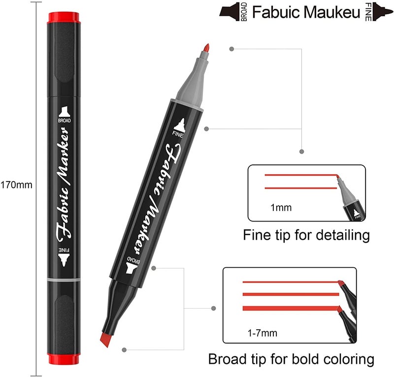 Shuttle Art Fabric Markers Pens, 40 Colors Dual Tip Fabric Markers Permanent No Bleed Pens for T-Shirts Sneakers, Non-Toxic & Child Safe Permanent Pens for Kids Adult Painting Writing - Image 2