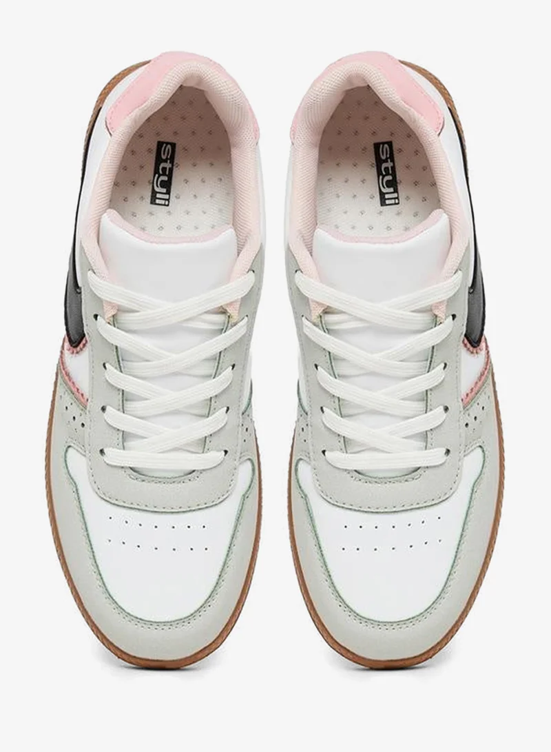 Styli Active  Contrast Panel Lace Up Sneakers for Women | Best Price UAE