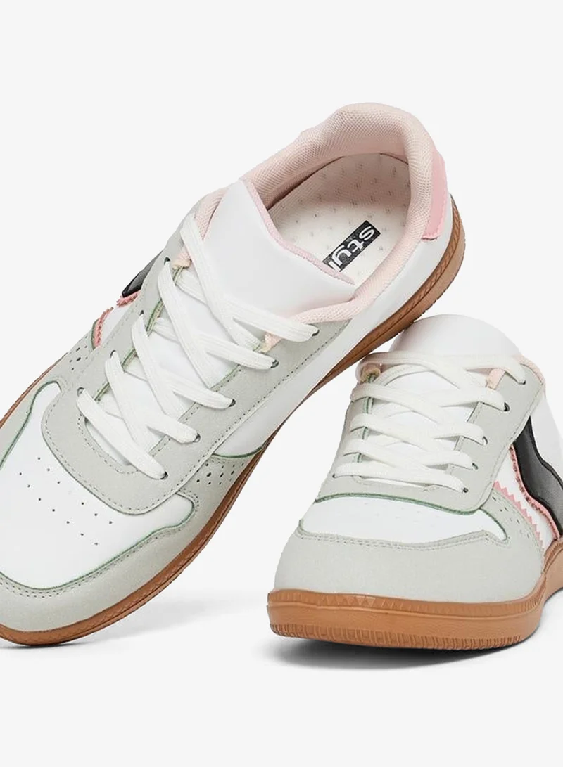 Styli Active  Contrast Panel Lace Up Sneakers for Women | Best Price UAE