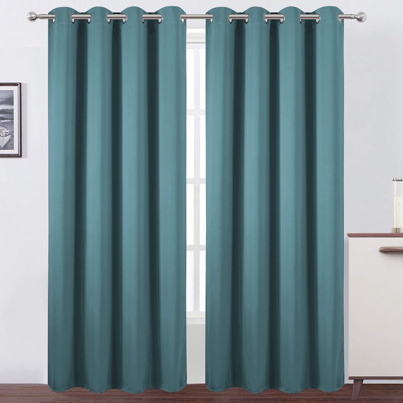LEMOMO Blackout Curtains 66 x 95 inchSea Teal Curtains Set of 2 PanelsThermal Insulated Room Darkening Bedroom Curtains